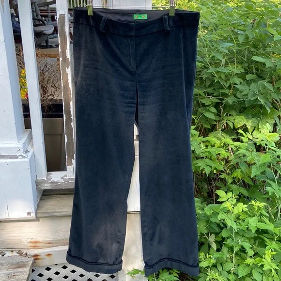 Vintage Green Label Tibi Wide Leg Cuffed Cotton Velvet Pants